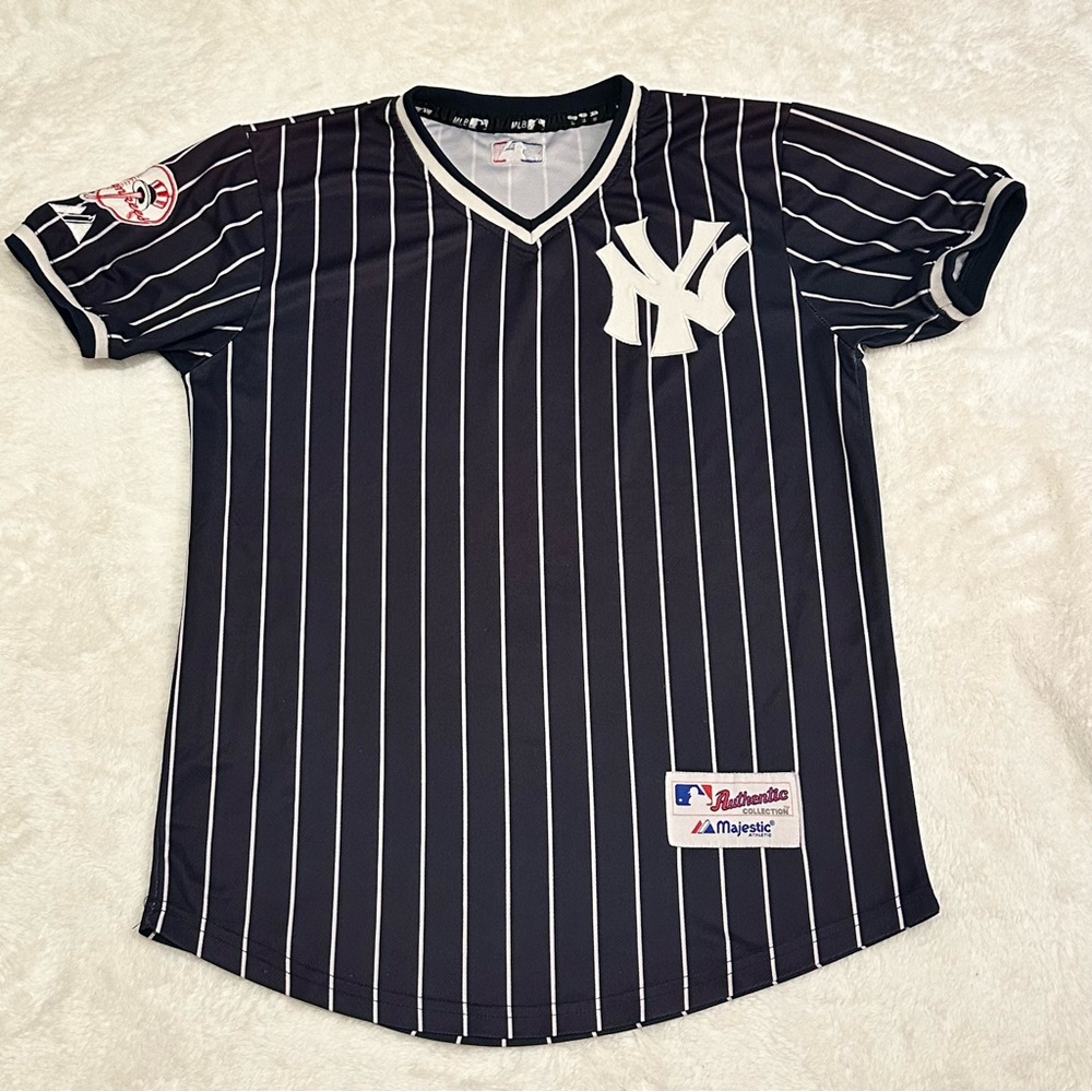 Vintage Majestic Authentic Collection Blue and White Pinstripe Jersey Size S